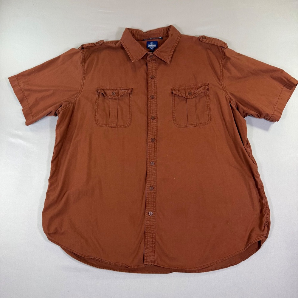 Vintage Old Navy Mens XXL Short Sleeve Button Down Shirt Brown Gorpcore Safari